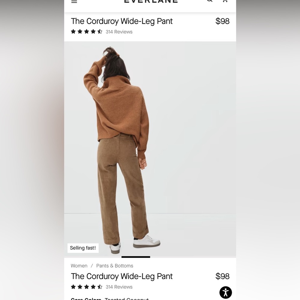 Brand New Everlane Corduroy Wide Leg Pants